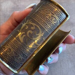 Vintage Cuff Bracelet Two Tone gold and black 3.5” long